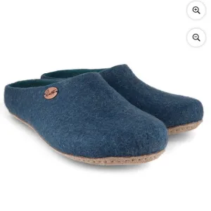 WoolFit wool felt handmade clogs slippers slip on blue German 39 / 9