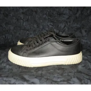 Zara black smooth leather lace up low top sneakers size 42 or US 9