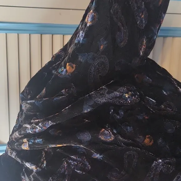Zara Black Velvet Paisley Mini Dress