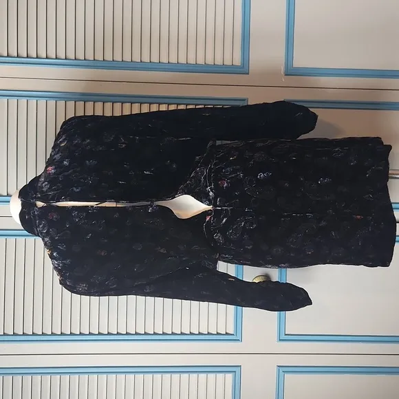 Zara Black Velvet Paisley Mini Dress