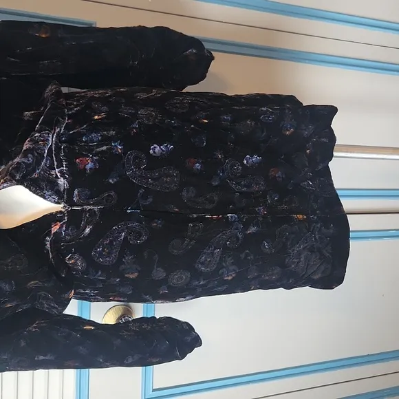 Zara Black Velvet Paisley Mini Dress