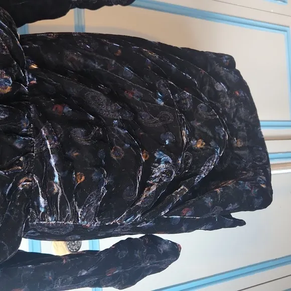Zara Black Velvet Paisley Mini Dress