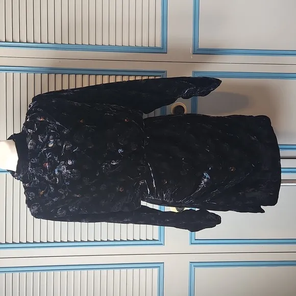 Zara Black Velvet Paisley Mini Dress