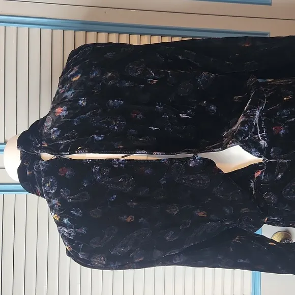 Zara Black Velvet Paisley Mini Dress