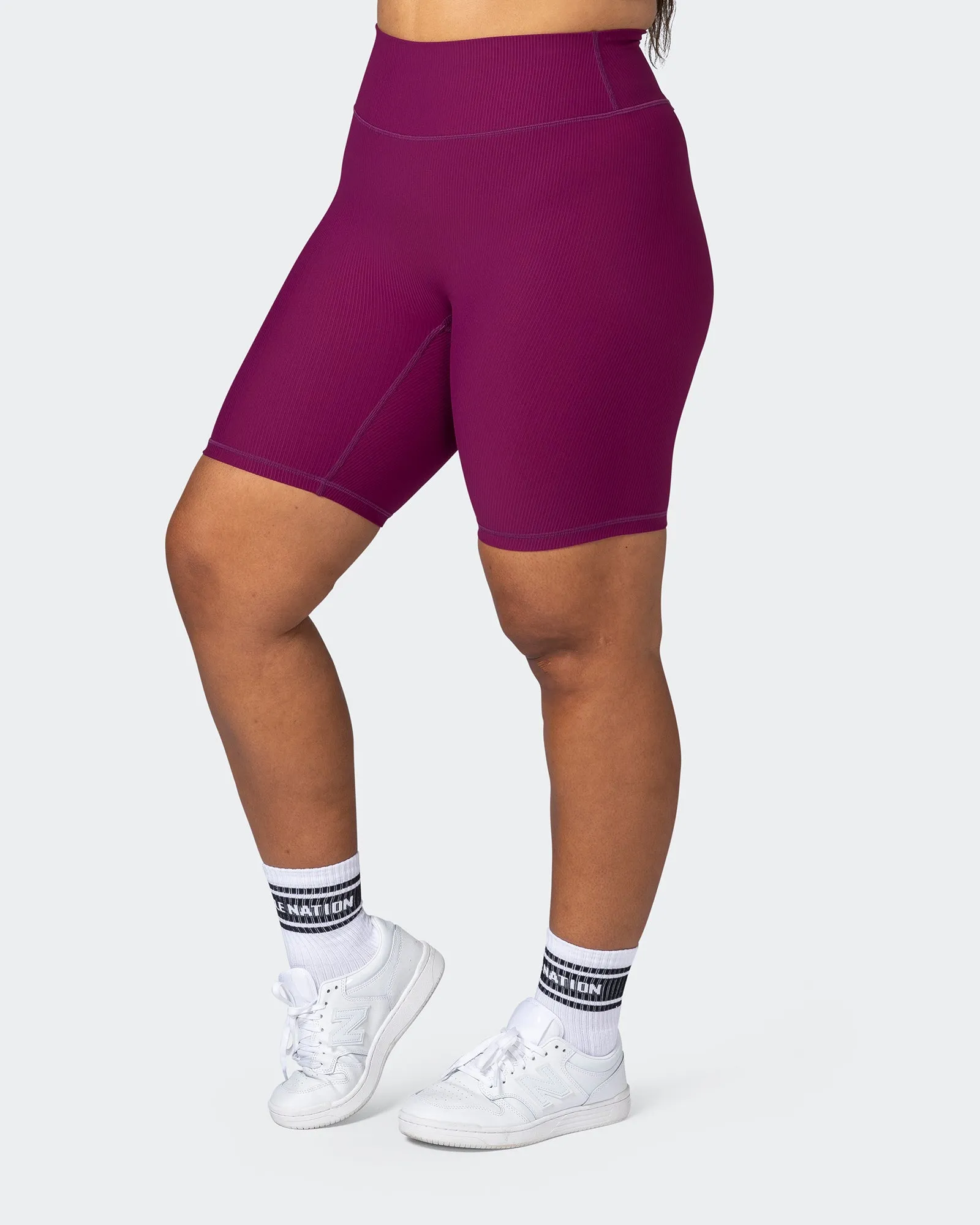 Zero Rise Rib Referee Length Shorts - Huckleberry