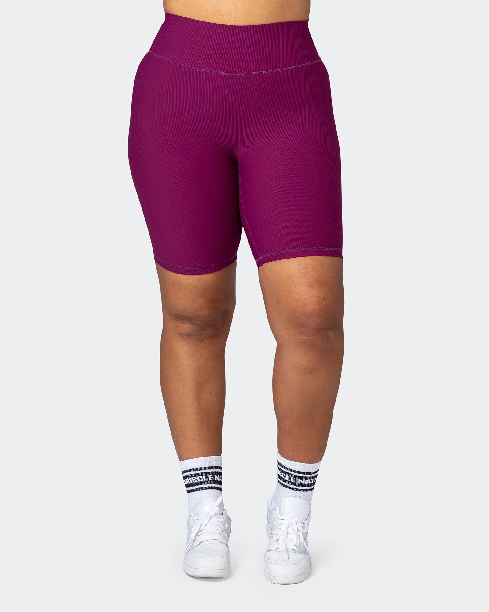 Zero Rise Rib Referee Length Shorts - Huckleberry