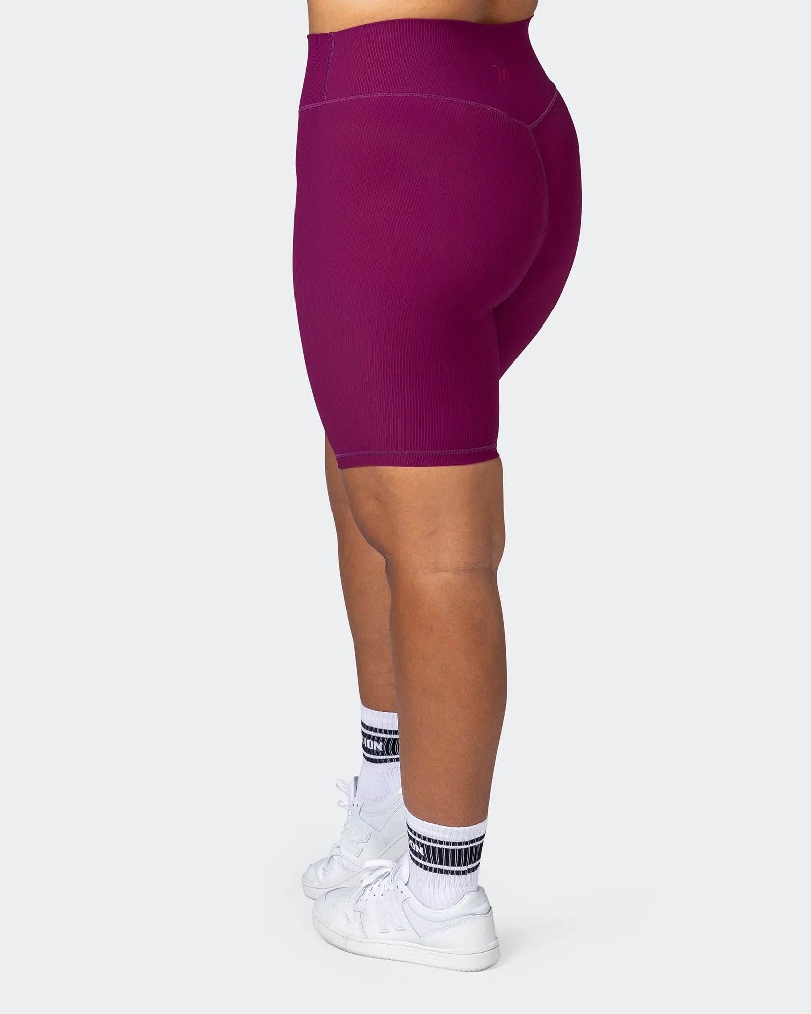Zero Rise Rib Referee Length Shorts - Huckleberry