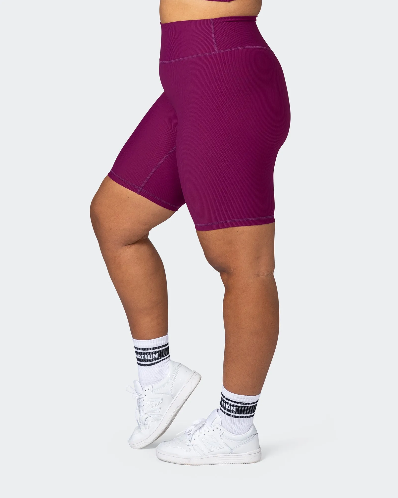 Zero Rise Rib Referee Length Shorts - Huckleberry